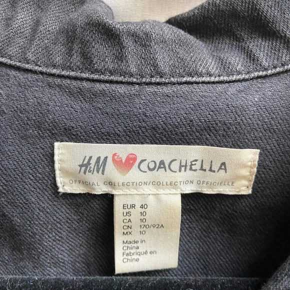 H&M X Coachella denim Aztec  festival frayed jean vest Sz 10 - Picture 4 of 7